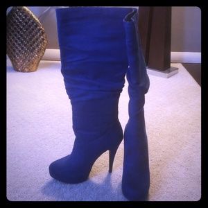 Knee high suede boots